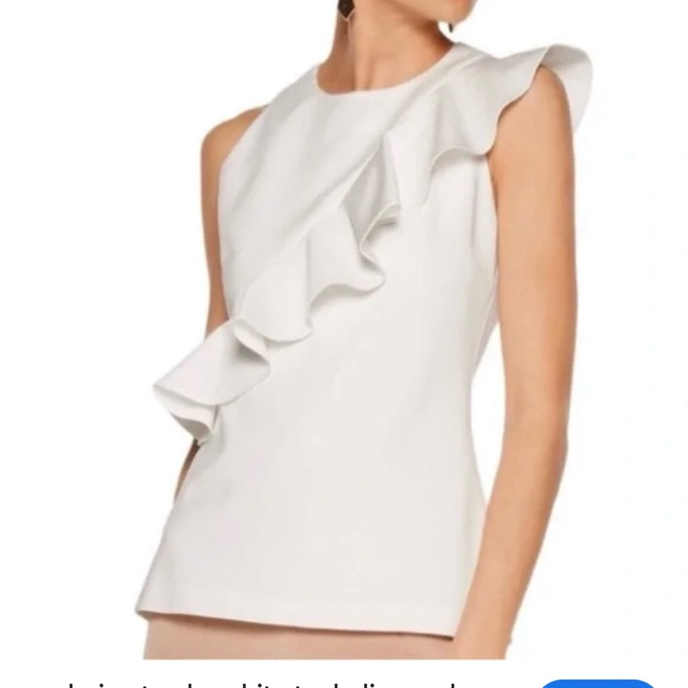 Cushnie Asymmetrical Blue top with Flowing Hemline